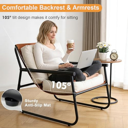 Lightdot 30" Wider Accent Chair Heavy Duty Sturdy Armchair Fabric Lounge Chair Ergonomic Design Upholstered Leisure Chair for Large Frame Suit for Living Room/Bedroom - color: Orange
