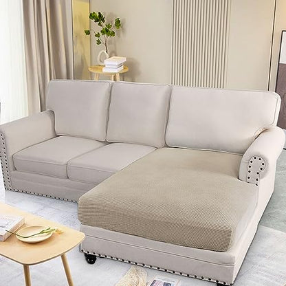 H.VERSAILTEX Super Stretch Individual Chaise Cover Sectional Couch Covers for L Shaped Sofa Both Left/Right Featuring Thick Jacquard Textured Twill Fabric (1 Piece Chaise Cover, Island Fossi) - color: Island Fossi, size: Chaise Cover