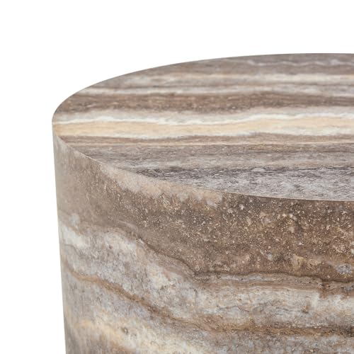 Round Coffee Table, 23.6" Modern Grey Faux Marble Drum Coffee Table, Round Accent Center Table for Living Room Apartment Small Spaces, No Assembly Required - color: 24'' Brown Grey, size: 24'' Round Coffee Table