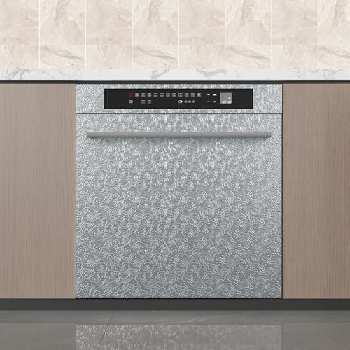 CHIHUT Silver Textured Swirling Wave Peel and Stick Backsplash Wallpaper Waterproof Oil Proof Metallic Aluminum Foil Self Adhesive Contact Paper 12"x100" for Kitchen Countertop Vinyl Wrap - color: Silver
