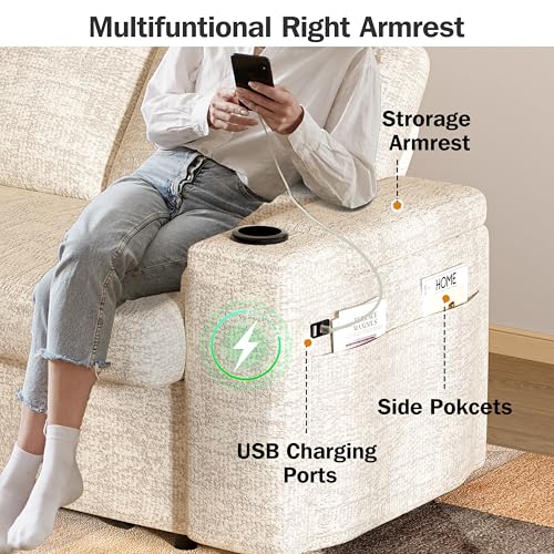 Vipbear 65" Loveseat Sleeper Sofa with Pull Out Bed, Chenille 3-in-1 Convertible Sofa Bed with Reclining Backrest|USB Ports|Cup Holders|Side Table|Storage Armrests, Tool Free Assembly, Beige - color: Beige