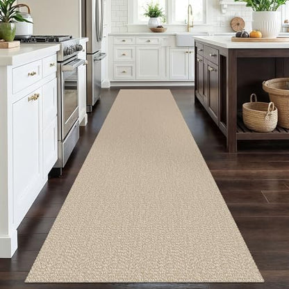 Washable Runner Rug, Non Slip Hallway Runner, 3x12 Ft, Sand/Beige | Washable Braided Runner Carpet, Non Slip Rubber Dot Backed, For Hallway, Kitchen, Entryway, Bedroom, Laundry Room, Foyer - color: Sand/Beige, size: 3' x 12' (Rectangular)
