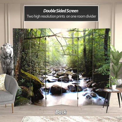 Red Lantern Double Sided Path of Life Canvas Folding Screen, 6 Foot - 6 Panel - size: 6 Foot - 6 Panel
