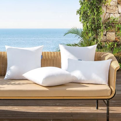 MIULEE Pack of 2 20x20 Inch Outdoor Pillow Inserts | Water-Resistant Decorative Premium Square Pillow Stuffer Sham for Porch Swing Couch Sofa Cushion Patio Furniture - size: 20x20 Inch