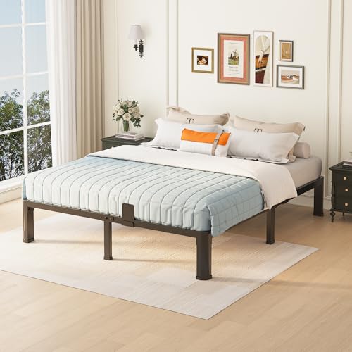 10 inch Full Size Bed Frame with Round Corner Legs Mattress Slide Stopper,Low Profile Heavy Duty Metal Platform,Steel Slat Support,No Box Spring Needed,Easy Assembly,Noise Free - size: Full, style: 10 inch