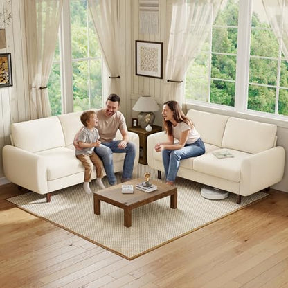 68" Loveseat Sofa, Comfy Chenille Fabric Couches for Living Room with Spring Cushion and Solid Wood Frame, Modern Deep Seat Couch for Bedroom, Apartment, Office, Easy Assembly, Beige - color: Beige