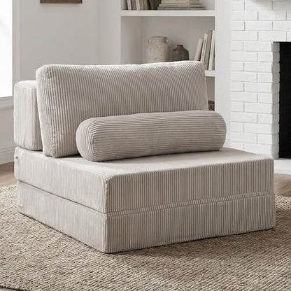 49" Foldable Modular Studio Couch, Space Saver Bed with High Density Foam, Sofa Individual with Creative Shape for Apartment Leisure Scenes, Light Grey - color: Light Grey