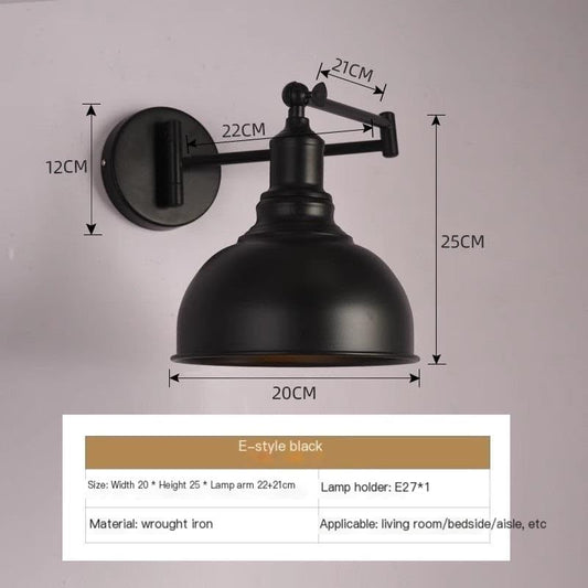 Bedside Wall Mount Light Industrial Vintage Wall Mounted Light Sconces Wall Lamp Black Angle Adjustable Swing Arm Retro Wall Sconce Bedside Light Fixture Farmhouse Style Lamp Bedroom wall lights, Wall - color: #1