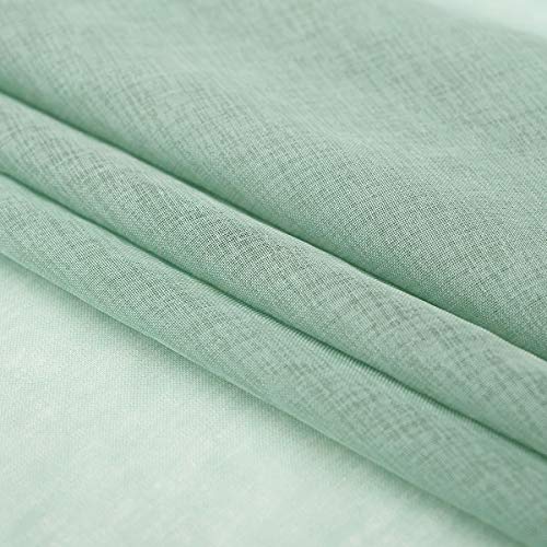 Green Semi Sheer Curtains Rod Pocket 72 Inches Long Faux Linen Curtain Sage Green Sheers Curtain for Bedroom Living Room Girls Kids Room 2 Panels 52x72 - color: Mint Green, size: 52"W x 72"L (Pack of 2)