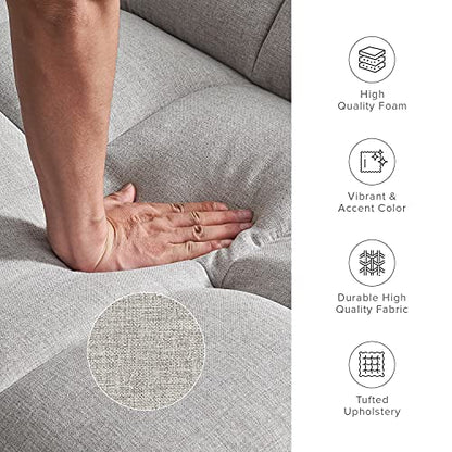 mopio 76.4" Futon Sofa Bed Tufted Styled, Sleeper Couch (Light Gray, Fabric) - color: Light Gray, Fabric