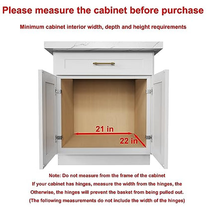Sikarou Pull Out Cabinet Organizer 20"W x 21"D Wood and Wire Storage Shelf - size: 1-TIE 20*21 WM