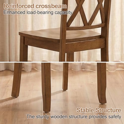 DUHOME Wood Dining Chairs Set of 2,Farmhouse Dining Side Chairs with Cross Back Wooden Kitchen Chairs for Home Kitchen, Dining Room Walnut - color: Walnut, size: 2pcs