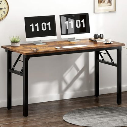 Need 47 inches Computer Desk Office Desk Folding Table with BIFMA Certification Computer Table Workstation, Rustic Brown AC5FB-120 | No-Assembly, Sturdy Foldable Desk for Home Office, Bedroom, Dorm Room, Student Study, Collapsible, Wide, Easy Storage - co