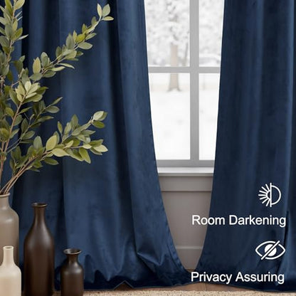Navy Blue Velvet Curtains 72 Inch Long 2 Panels Moody Vira Thermal Insulated Room Darkening Window Shades Soundproof Dark Out Curtain for Living Room Dining Office Kids Children Boys Bedroom 72 Length - color: Navy Blue, size: 52"W x 72"L (Pack of 2)