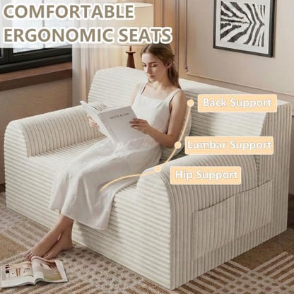 42" Boneless Oversized Chair with Side Pocket, Sofa Small Single Couch in a Box, Deep Seating Boneless Chair for Bedroom Living Room Office Apartment, No Assembly, White - color: White, size: 42'' Style 3