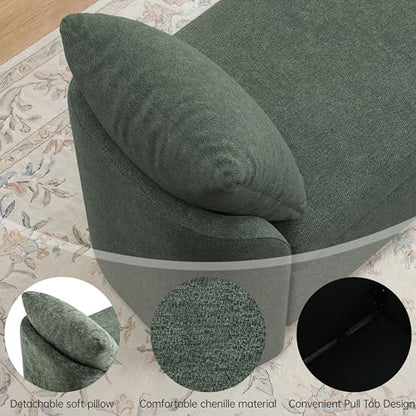 Usaint 58.3" Upholstered Storage Ottoman Bench with 2 Throw Pillows, Green | End of Bed Bench with Curved Arms and Thickened Seat Cushion for Bedroom, Livingroom, Window, Entryway and Dressing Areas - color: Green