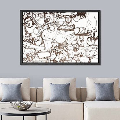 SIGNWIN Framed Canvas Print Wall Art Graffiti Street Art Grunge Landscape Abstract Geometric Illustrations Modern Art Minimalism Relax/Calm Zen for Living Room, Bedroom, Office - 16"x24" Black - color: A11-2211-n08, size: 24"L x 16"W