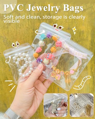 30Pcs Anti Tarnish Jewelry Bags Clear Pvc Jewelry Storage Pouches with Zipper Plastic Packing for Earrings (Pvc Bracelet Bags Large 5.9x5.9 in) - color: 30Pcs Pvc Bracelet Bags Large 5.9x5.9 in