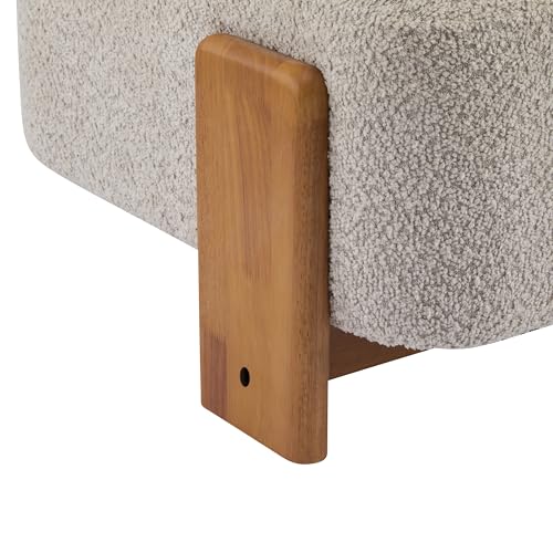 Christopher Knight Home Jillian Modern Boucle Upholstered Accent Chair, Armless Living Room Single Lounge Sofa, Comfy Reading Chair for Bedroom, Low Profile Chair, Almond Beige+Brown