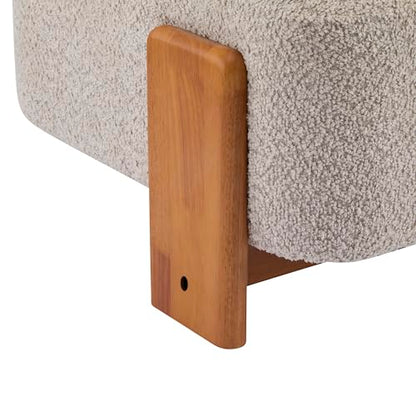 Christopher Knight Home Jillian Modern Boucle Upholstered Accent Chair, Armless Living Room Single Lounge Sofa, Comfy Reading Chair for Bedroom, Low Profile Chair, Almond Beige+Brown