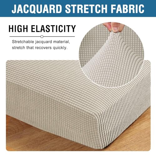 H.VERSAILTEX Super Stretch Individual Seat Cushion Covers - Sofa & Couch Cushion Slipcover Sets - Thick Jacquard Textured Twill Fabric (3 Piece XL Sofa Cushion Covers, Island Fossi) - color: Island Fossi, size: 3 Cushion XL Sofa