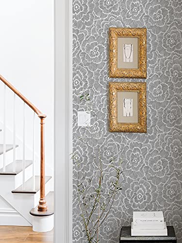 NuWallpaper Charcoal Saraya Peel and Stick Wallpaper, Grey, Removable Wallpaper, Renter-Friendly, 20.5 in x 18 ft - color: Gray
