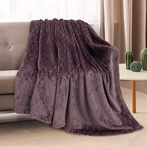 Fleece Blanket Super Soft Cozy Throw Blanket 50" x 60", Lightweight Fuzzy Comfy Textured Flannel Blanket Warm Plush Throw Blankets for Couch, Sofa, Bed, Purple - color: Purple, size: Throw-50" x 60"