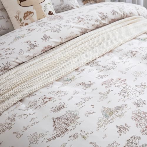DAUAOTO Queen Size Kids Duvet Cover Set, 100% Cotton Teen Boys Girls Duvet Cover 90"X90" + 2 Shams, Hand-Painted Pattern Forest Fairy Tale - color: Pattern 16#, size: 90"x90" Full/Queen Cover + 2 Shams
