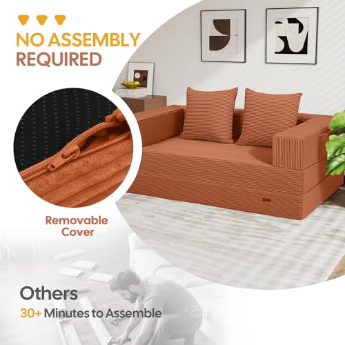 COMAX Futon Sofa Bed, Convertible Sofa Bed, Folding Boneless Couches