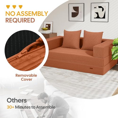 COMAX Futon Sofa Bed, Convertible Sofa Bed, Folding Boneless Couches