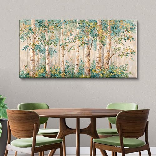 Tree Of Life Wall Art Natural Birch Tree Forest Botanical Large Canvas Wall Art Decor For Living Room Green Wall Decor Home Wall Decor Aesthetic Pictures For Bedroom Farmhouse Artwork For Walls 29" X 58" - color: LAI-13E, size: 58"L x 29"W