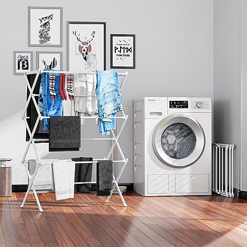 Foldable Drying Rack Clothing,Clothes Drying Rack Folding Indoor and Outdoor Rack,Laundry Drying Rack Collapsible-White… - color: White