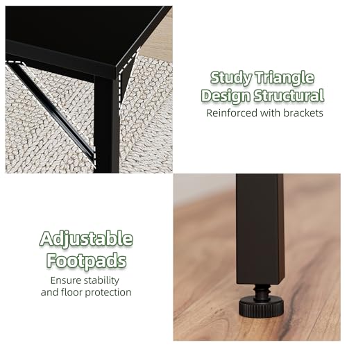 Grandder 32 inch Computer Desk, Small Home Office Desk Study Writing Kid Table for Small Spaces, Simple PC Gaming Desk, Adjustable Feet, Black - color: Black, size: 32 Inch