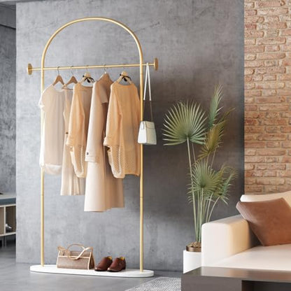 TIEOU Metal Gold Coat Rack, Freestanding Entryway Stand, Hat Coat Hanger, Small Clothing Rack, Modern - color: U-Gold Rack