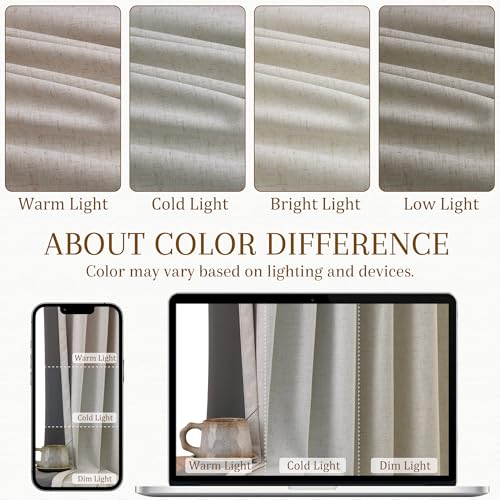 Beige 100% Blackout Kitchen Linen Curtains Back Tab 30 Inch Length Privacy Elegant Mini Cafe Curtain for Modern Rustic Farmhouse Bathroom Thermal Insulated Bedroom Small Drape 26x30 - color: Beige, size: 26"W x 30"L (Pack of 2)