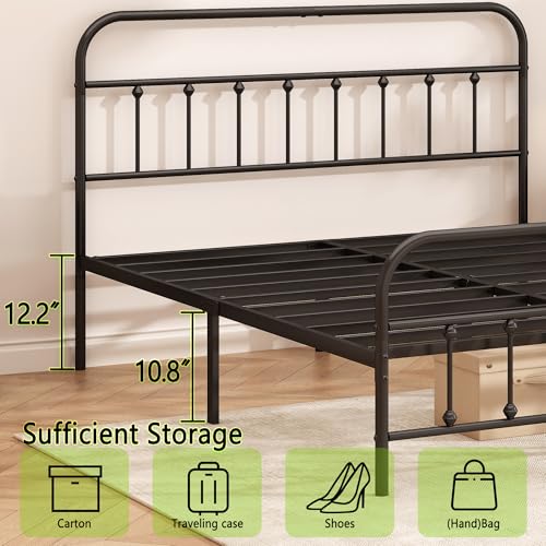 Kujielan Metal Bed Frame Full Size,Easy to Assemble,Black | Structurally Stable, Heavy Duty Steel Slat Supported, No Box Spring Needed, Easy Removal and Transport - size: Full
