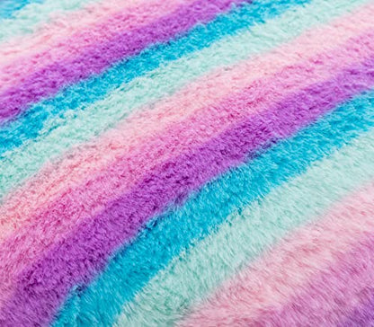 chairus Kids Desk Chair Faux Fur Small Study Chair for Teenage Girls, Adjustable Heart Shaped Kids Vanity Chair for Bedroom Reading Living Room, Cute Student Task Chair with White Foot, Rainbow - color: Rainbow
