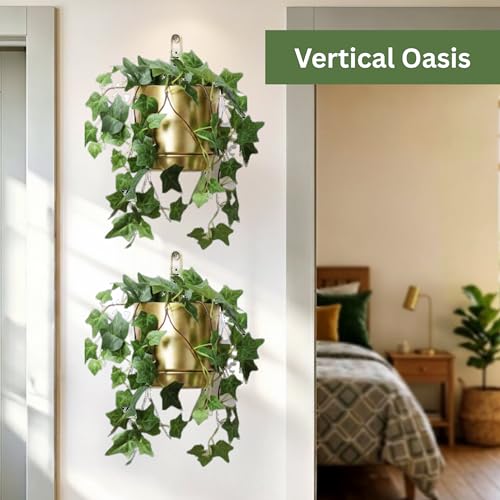Self-Watering Gold Wall Planters Indoor (5.9 inch) | Metal Wall Vase, Wall Hanging Planter, Wall Plant Holder, Plant Hanger, Hanging Planter, Wall Plant - color: Gold