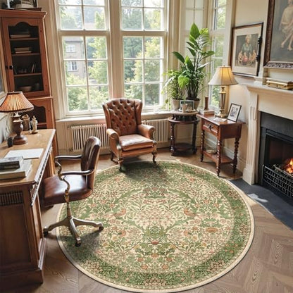 6ft Washable Area Rug Boho Non-Slip Carpet for Living Room Pink Green - color: Pink Green (Larger Pattern), size: 6' (Round)