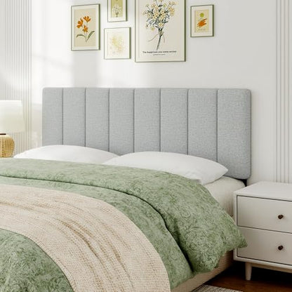 Queen Size Headboard Only, Height Adjustable Linen, Light Gray - color: Linen-lightgray, size: Queen/Full