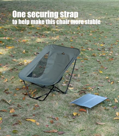 Low Ultralight Compact Folding Chair (Black Mesh) | with Side Pocket and Carry Bag, for Camping Backpacking Hiking - color: Black Mesh