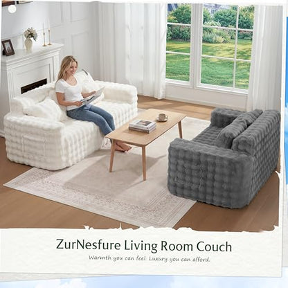 ZurNesfure Sofa Couch Loveseat Boneless Sofa with Pillow Grey,Loveseat | No Assembly Need, Modern Couch with deep seat and Washable Cover Cloud Sofa for Living Room Bedroom Apartment - color: Bubble Grey, size: Loveseat