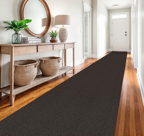 Washable Runner Rug, Non Slip Hall Runner, 3x20 Ft, Taupe/Coffee | Washable Braided Runner Carpet Non Slip Rubber Dot Backed, For Hallway, Kitchen, Entryway, Bedroom, Laundry Room, Foyer - color: Taupe/Coffee, size: 3' x 20' (Rectangular)