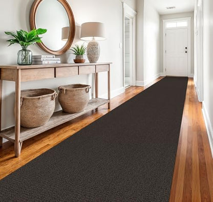 Washable Runner Rug, Non Slip Hall Runner, 3x20 Ft, Taupe/Coffee | Washable Braided Runner Carpet Non Slip Rubber Dot Backed, For Hallway, Kitchen, Entryway, Bedroom, Laundry Room, Foyer - color: Taupe/Coffee, size: 3' x 20' (Rectangular)