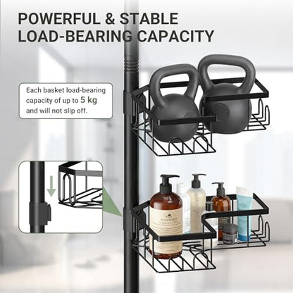 ViviDreamore Corner Shower Caddy Tension Pole, 4-Tier Organizer | Tall Shower Caddy with Corner Shelves, Rustproof Bathroom Shower Organizer for Inside Shower