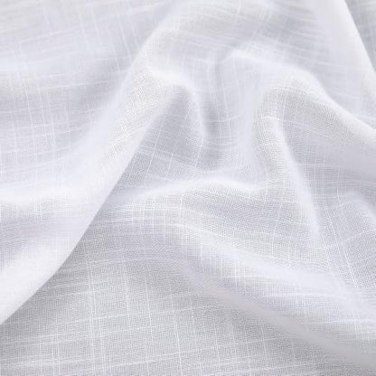 White Back Tab Linen Blend Sheer Curtains for Living Room 42x84 Inch Length - color: White, size: 42"W x 84"L (Pack of 2)