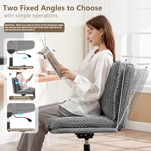 Fizzin Cross Cross Chair Memory Foam Armless with Wheels Home Office Grey - color: Grey