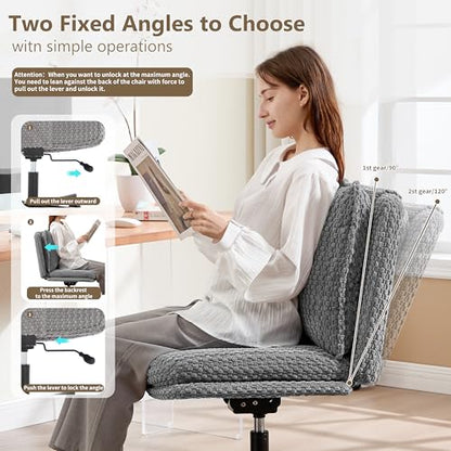 Fizzin Cross Cross Chair Memory Foam Armless with Wheels Home Office Grey - color: Grey