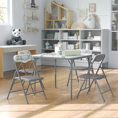 Flash Furniture Mindy Kids 5-Piece Folding Table and Chair Set, Printed | Daycare and Classroom, Children's Activity Table, Portable - color: Printed, size: 5 Piece Set