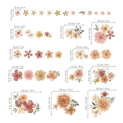 decalmile Boho Daisy Flower Bohemian Floral Wall Girls Wall Decals Stickers - color: D